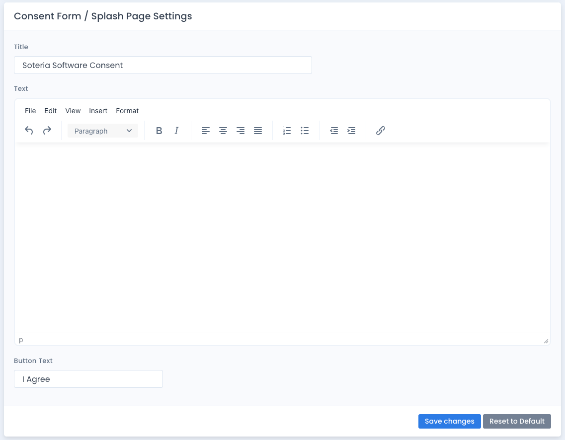 OpenRMF Professional Consent Settings