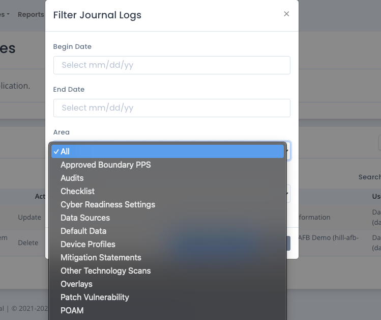 Journal Listing Filter