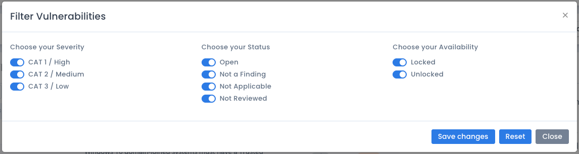 Checklist Vulnerability Filter