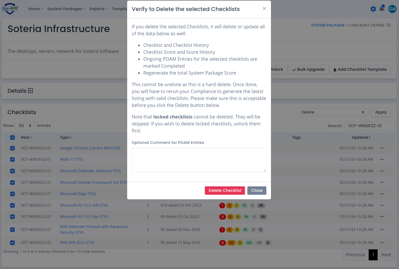 Delete Checklists in Bulk
