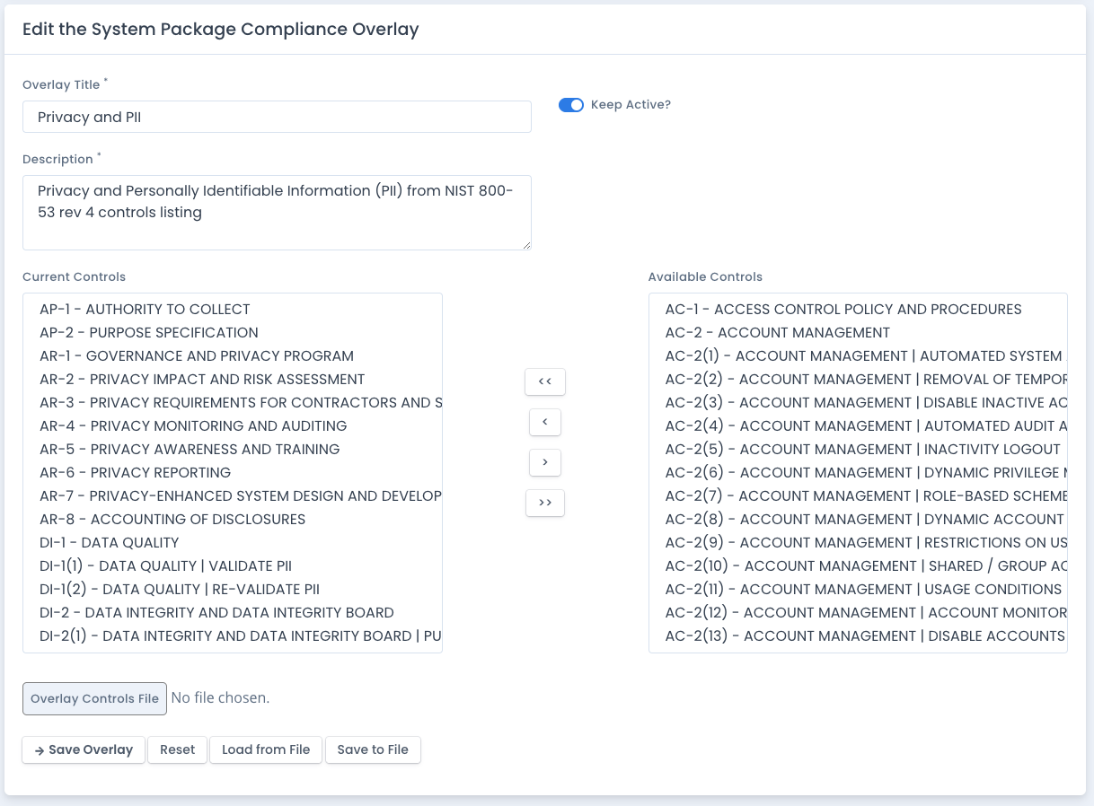 System Package Edit an Compliance Overlay