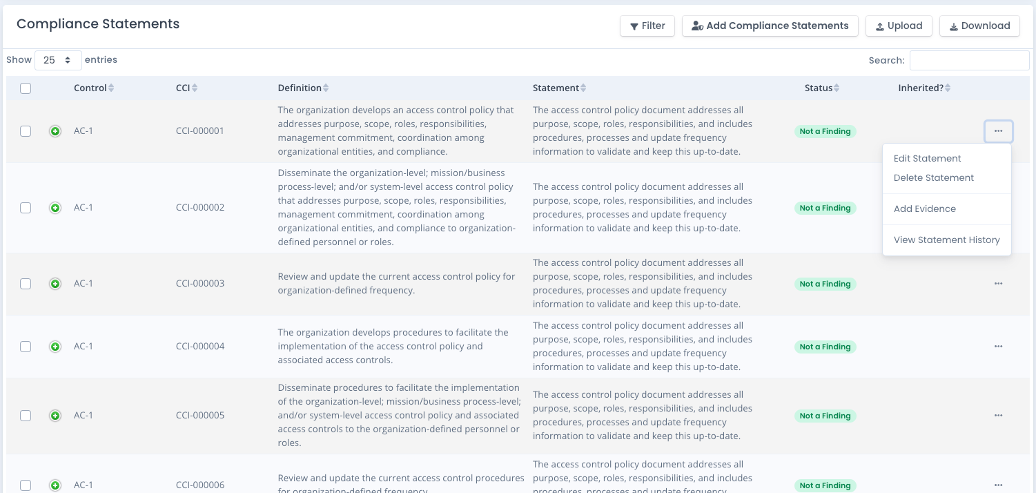 Edit or Delete System Package Compliance Statements