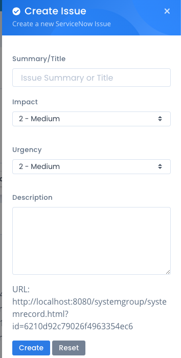Creating ServiceNow Issues
