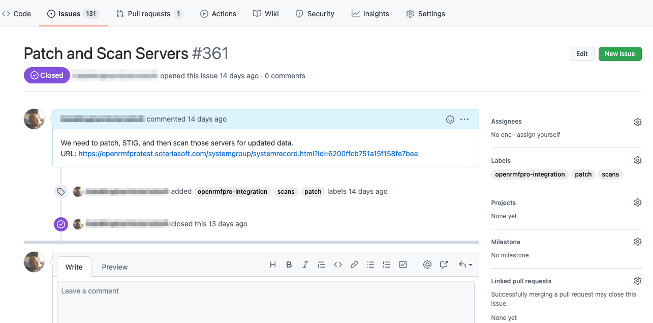 GitHub Issue Created Example