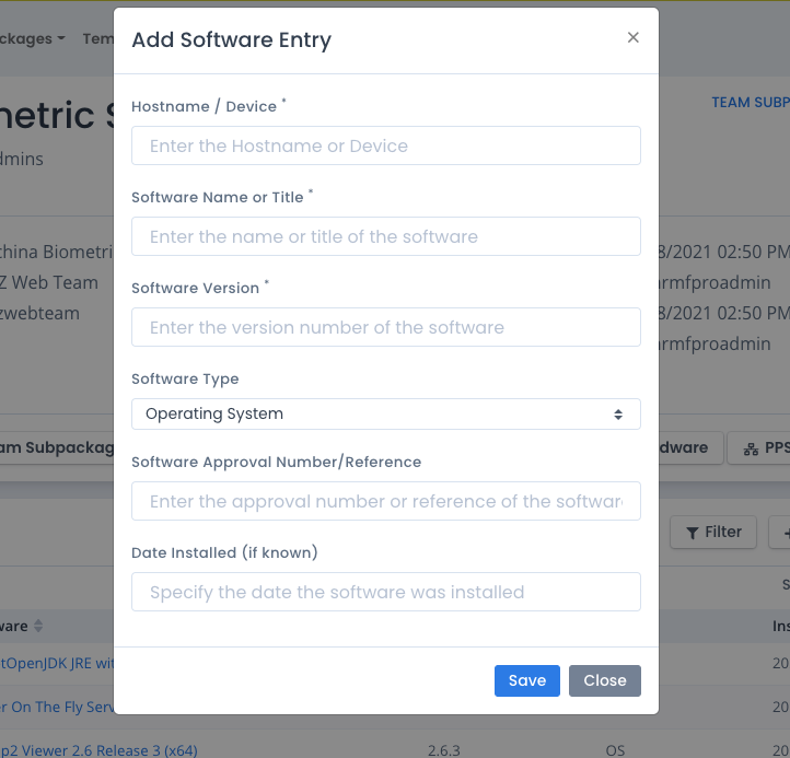 Add Software Assets
