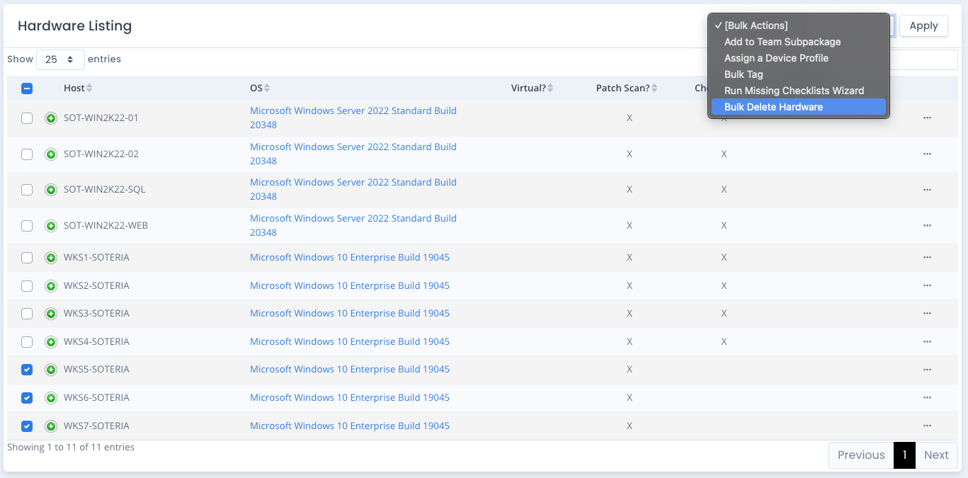 Bulk Delete Hardware Assets