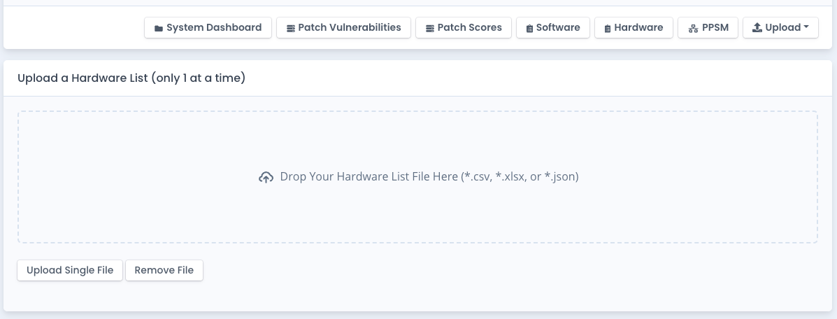 Upload Hardware Assets List