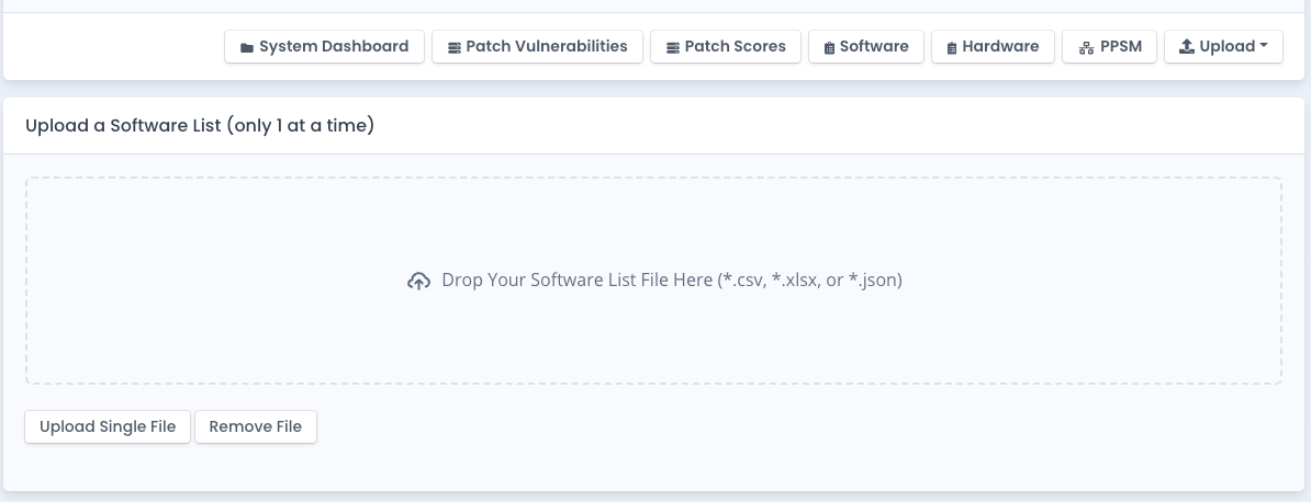 Upload Software Assets List