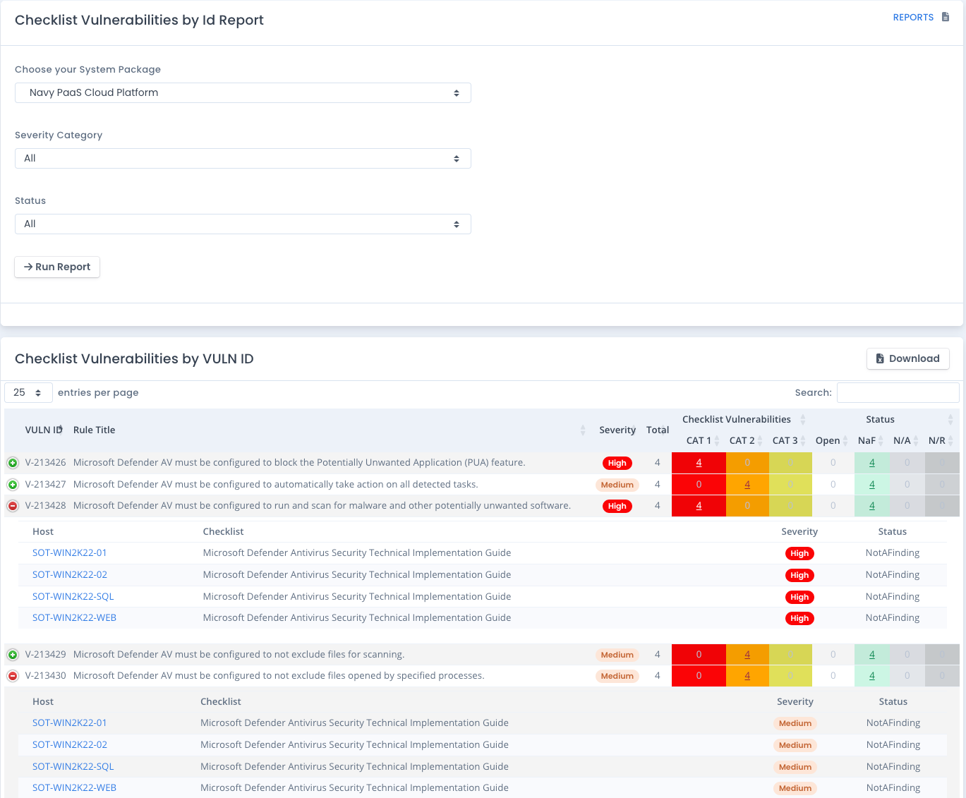 OpenRMF Professional Checklist Vulnerability by Id Report