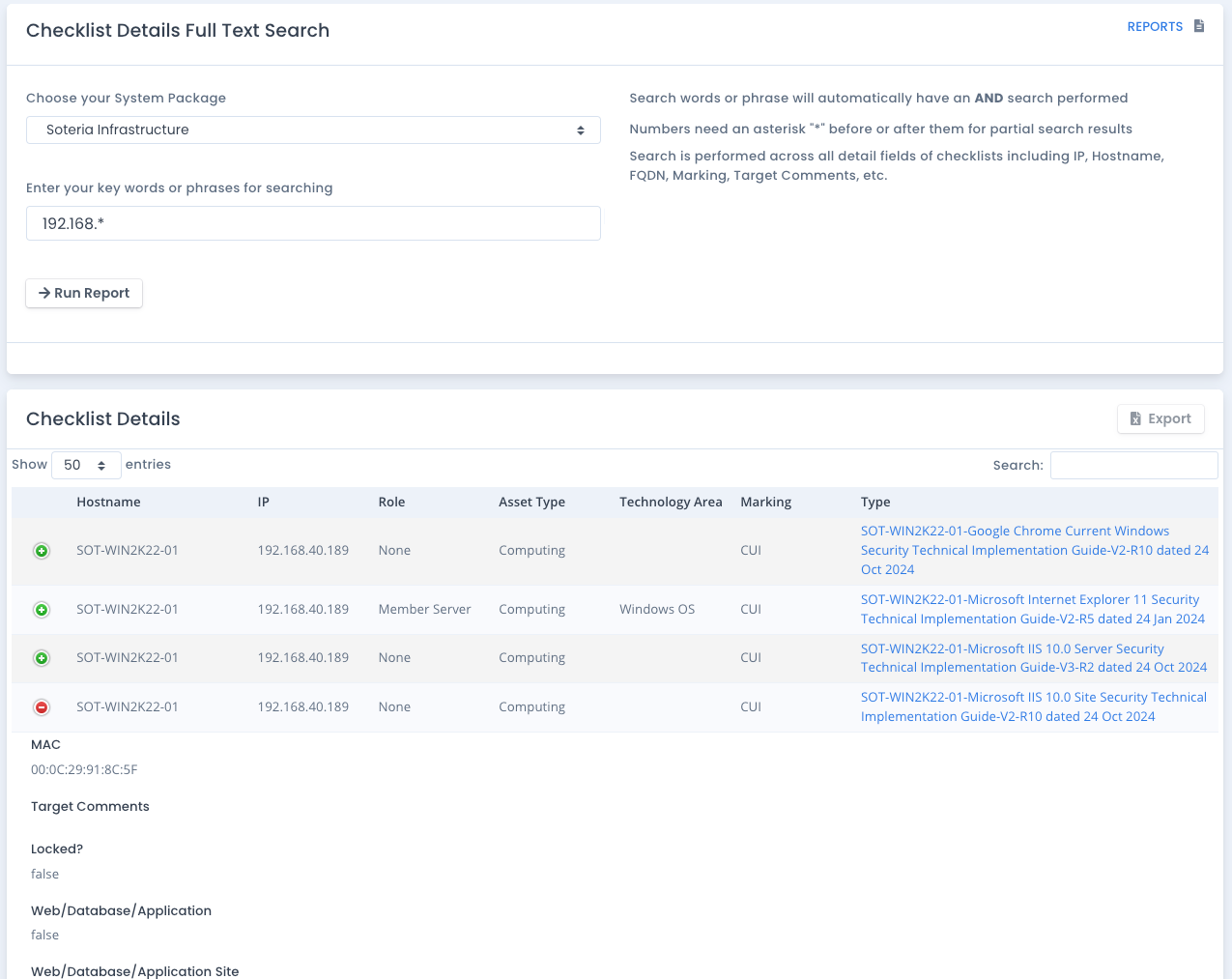 OpenRMF Professional Checklist Details Full Text Report
