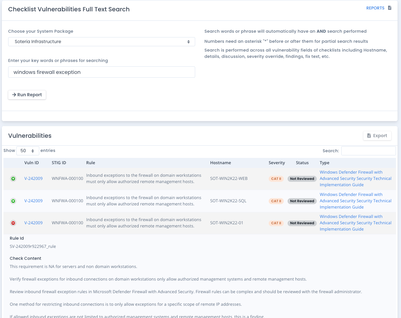 OpenRMF Professional Checklist Vulnerability Full Text Report