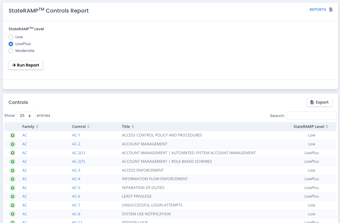 StateRAMP Controls Report