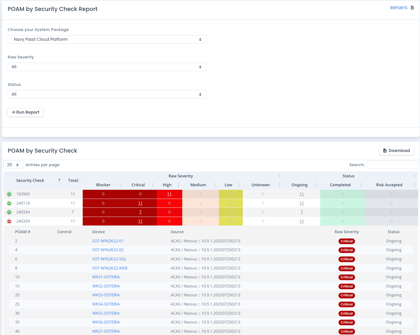 OpenRMF Professional POAM by Security Check Report