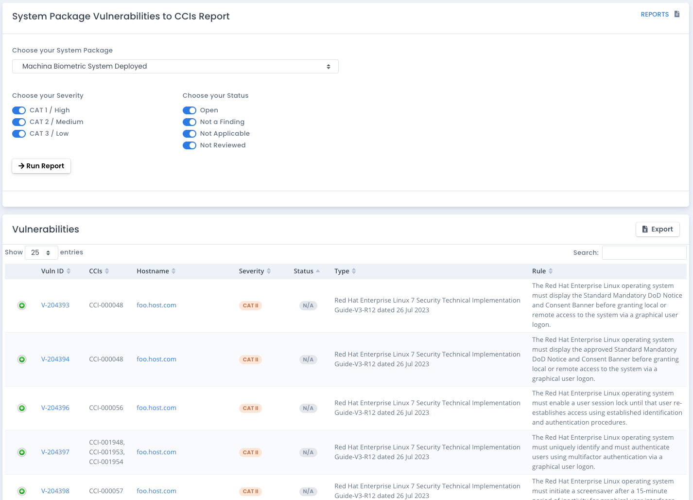 OpenRMF Professional Vulnerabilities to CCIs Report