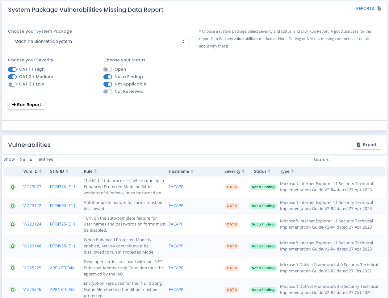 Checklist Professional Vulnerabilities Missing Key Data Report
