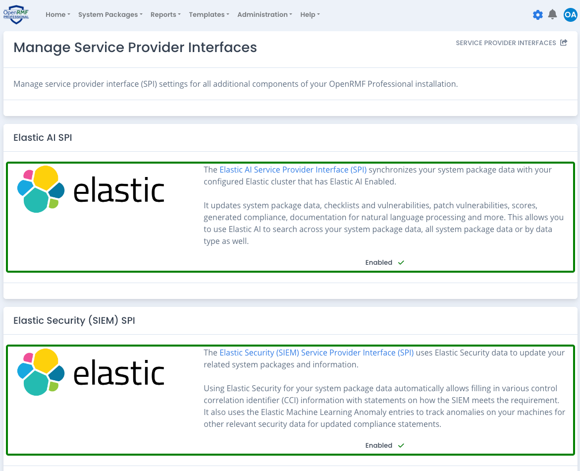 Available Service Provider Interfaces