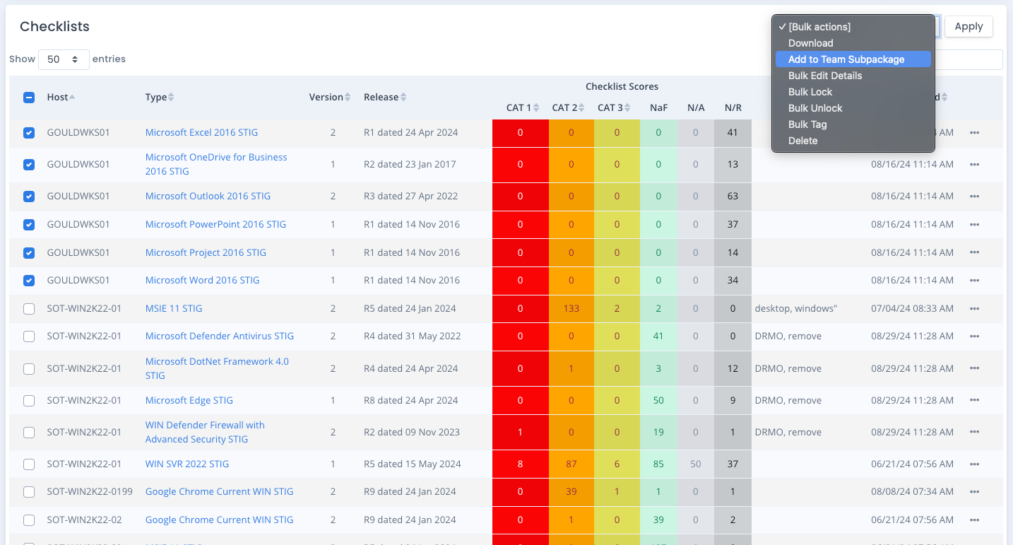 Add a Checklist to a Team Subpackage