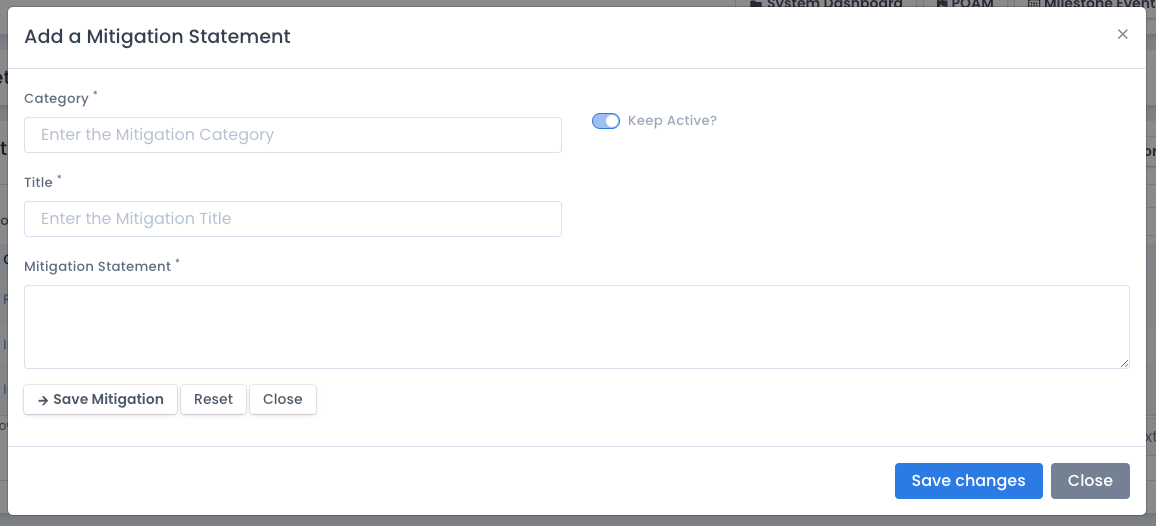Create a New Mitigation Statements