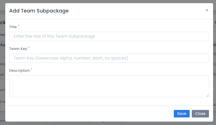 Add a Team Subpackage
