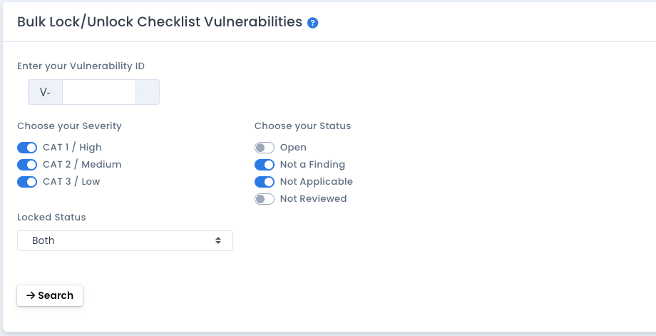 System Package Bulk Lock and Unlock Vulnerabilities Filter