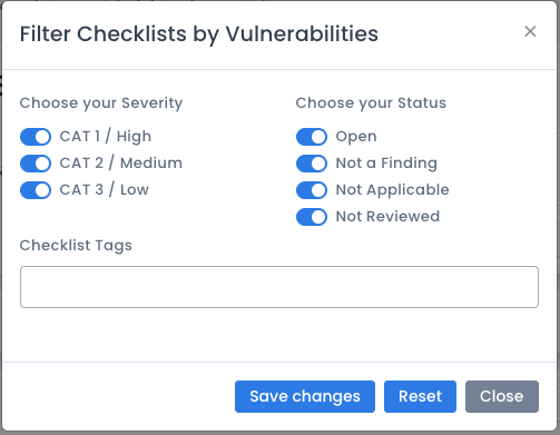System Package Checklist Filter