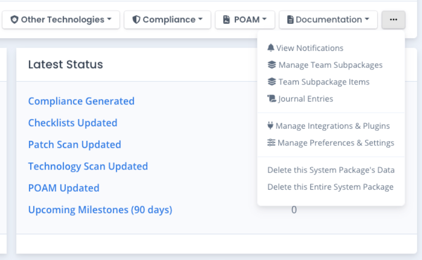 System Package Preferences Menu