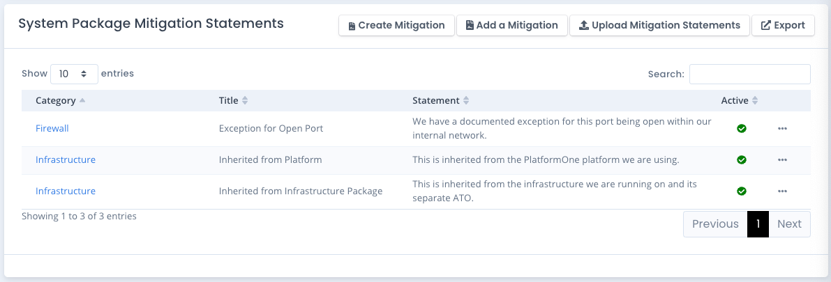 System Package Mitigations