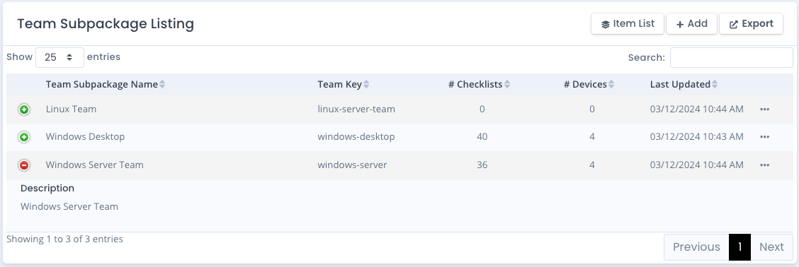 Team Subpackage Management