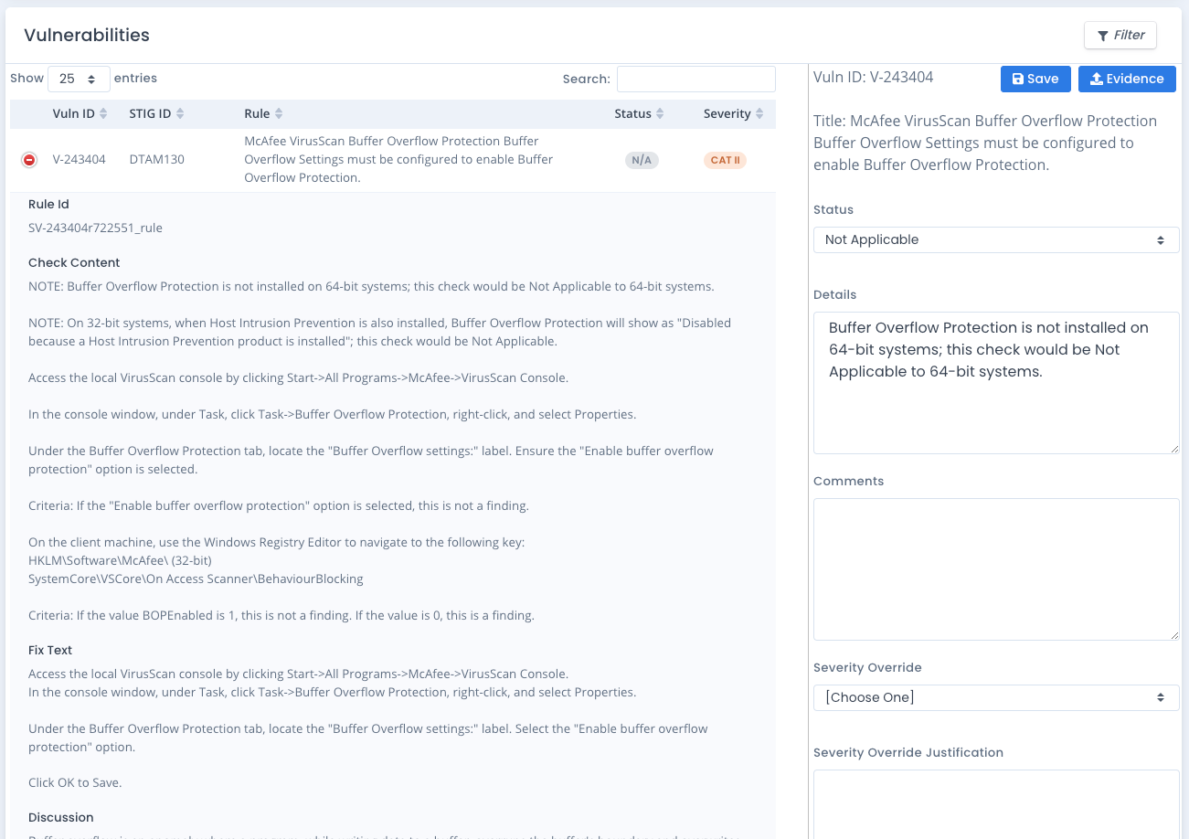 Checklist Vulnerabilities