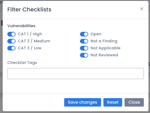 Team Subpackage Checklist Filter