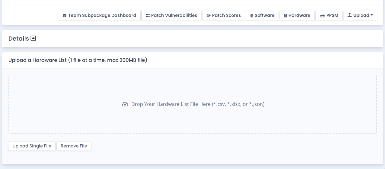 Upload Hardware Assets List