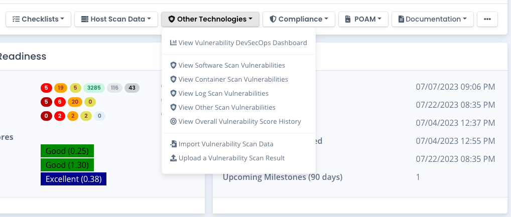Import Technology Vulnerability Menu