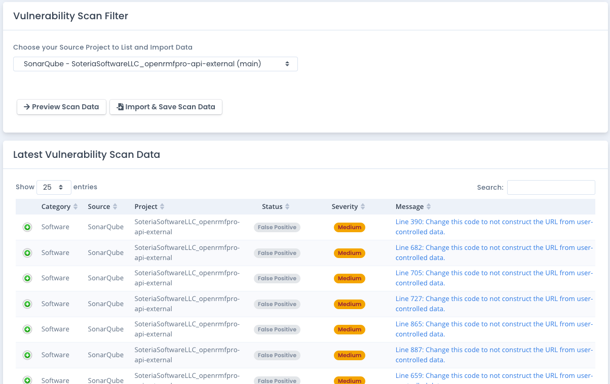 Preview Technology Vulnerability Data Import
