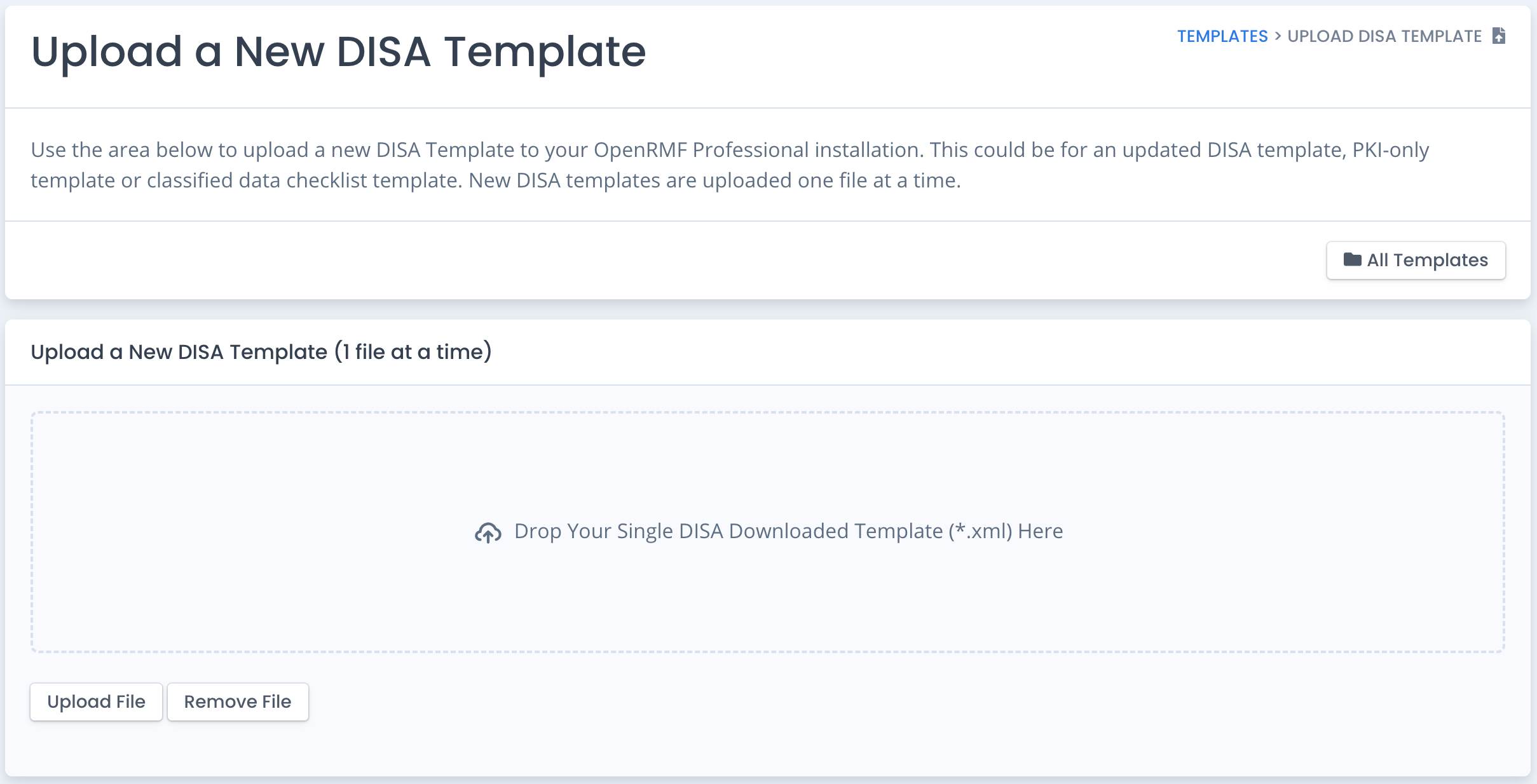 Upload DISA Template Checklist
