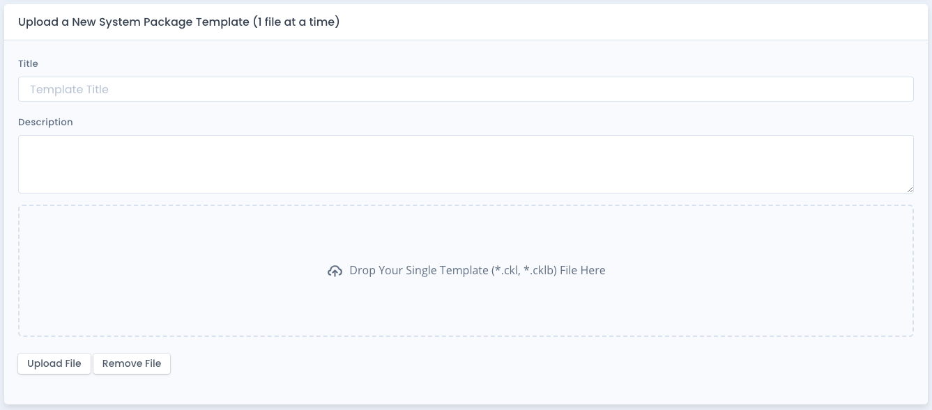 Upload System Package Template Checklist